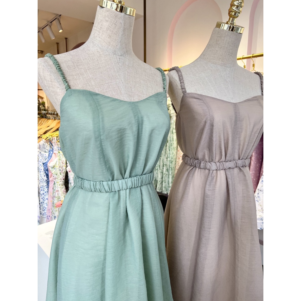 TIELA Đầm váy trơn dây vai nhún - Viola Dress