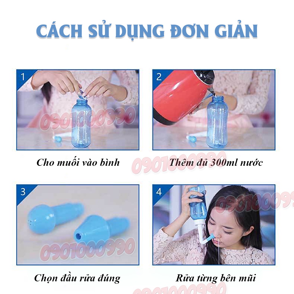 [Hàng chính hãng, full box] Bình rửa mũi cho bé Waterpulse - 2 vòi rửa TẶNG KÈM