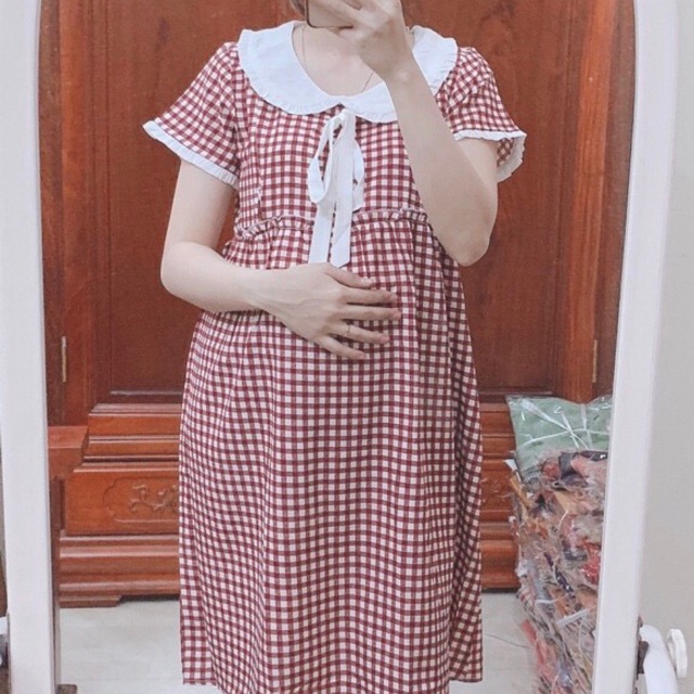 Váy thô kẻ 2 trong 1