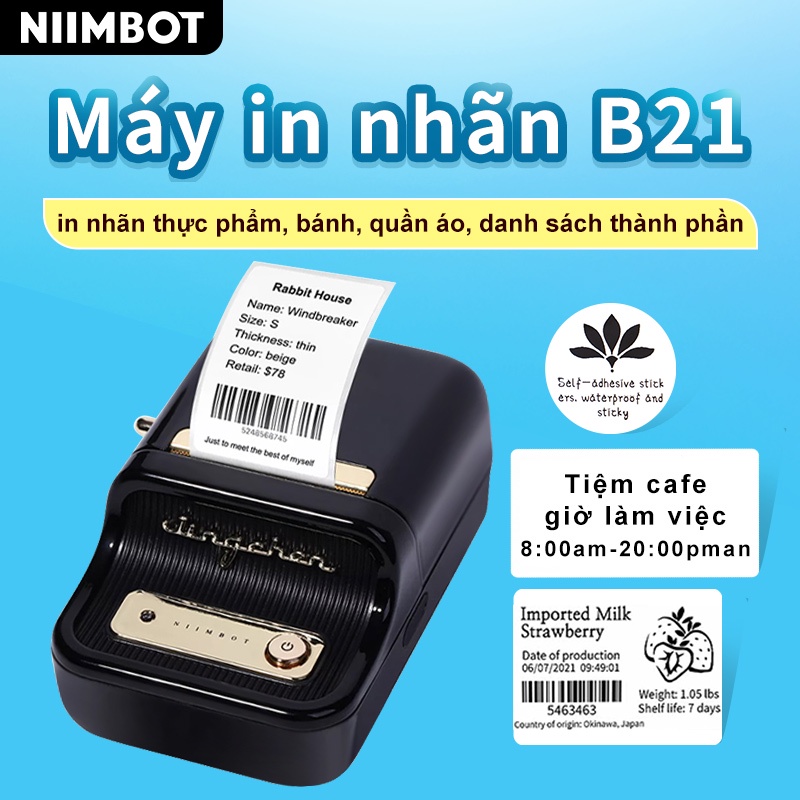 Máy in nhiệt mini cầm tay Niimbot B21 kết nối bluetooth không dây cho điện thoại android / ios kèm giấy in (có bán lẻ)