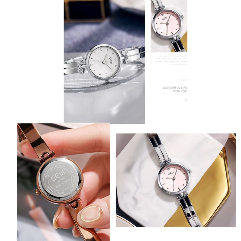 Đồng hồ đeo tay GEDI 1190 bằng thép thời trang tùy chọn màu sắc cho nữ