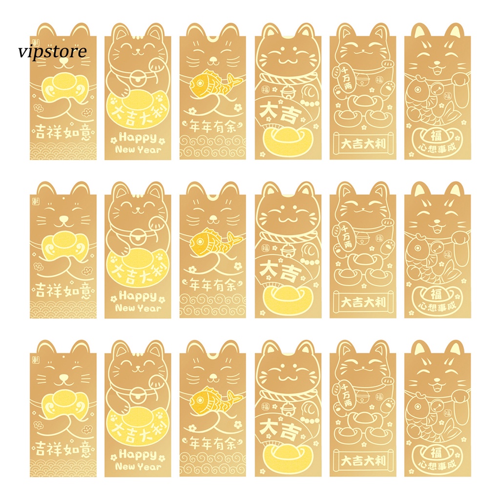 Set 3 bao lì xì hình mèo phong cách Trung Hoa cho năm mới - Lana Queen