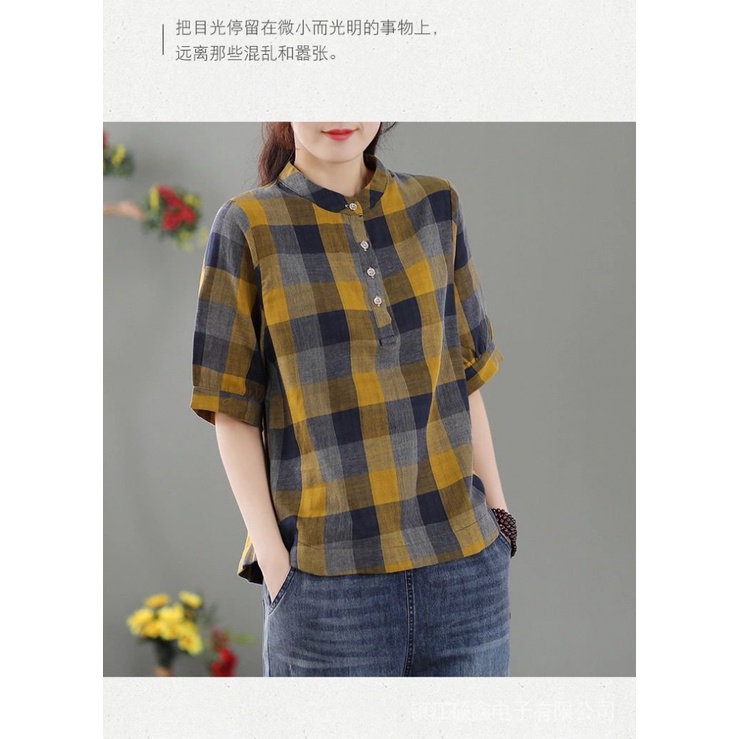 Áo Sơ Mi Cotton Tay Ngắn Phong Cách Mới Dành Cho Nữ