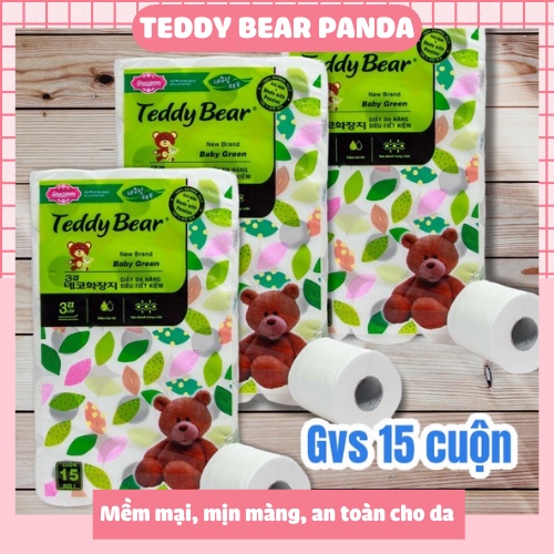 Giấy vệ sinh TEDDY BEAR 15 cuộn có lõi trắng dai mềm mịn giấy lụa