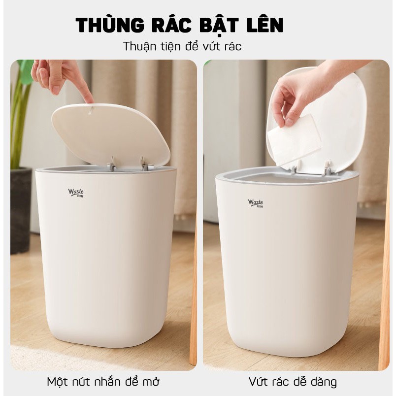 Thùng Rác Nhựa Cao Cấp Chống Thấm Nước Dùng Cho Phòng Bếp, Phòng Ngủ, Văn Phòng Nhỏ Gọn