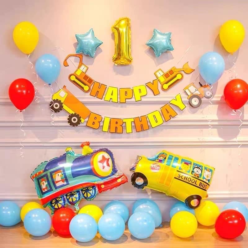 Dây Chữ Happy Birthday Sinh Nhật Chủ Đề Xe Công Trình Nhiều Mẫu