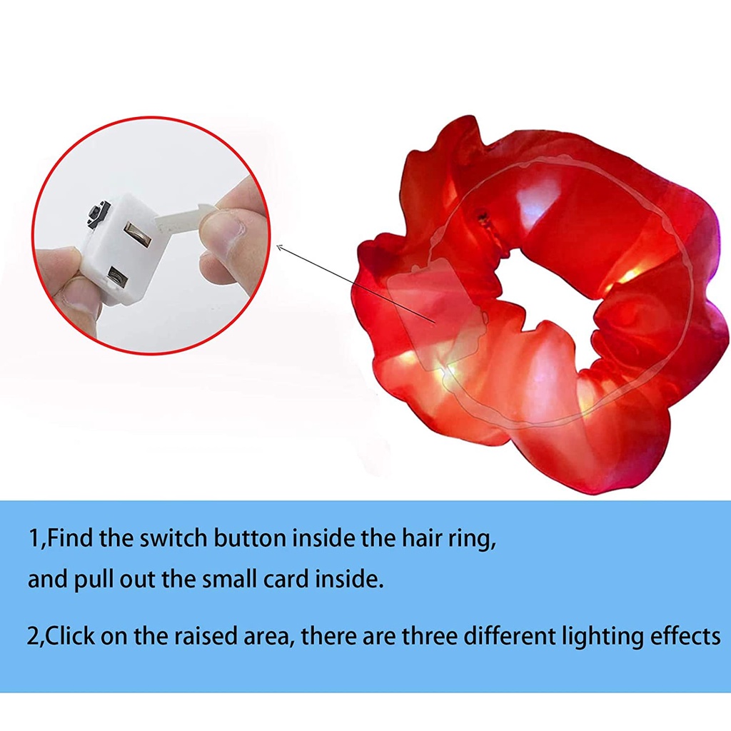 Dây Cột Tóc Co Giãn Đính Đèn LED Nhiều Màu Phong Cách Hàn Quốc Cho Nữ