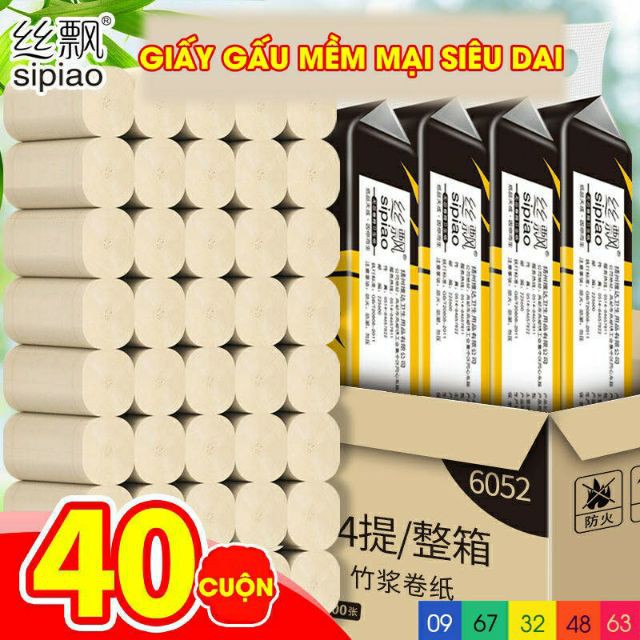 BỊCH 40 CUỘN GIẤY VỆ SINH GẤU TRÚC SIPIAO ( 4 DÂY x 10 CUỘN ) [ BÁN BUÔN ]