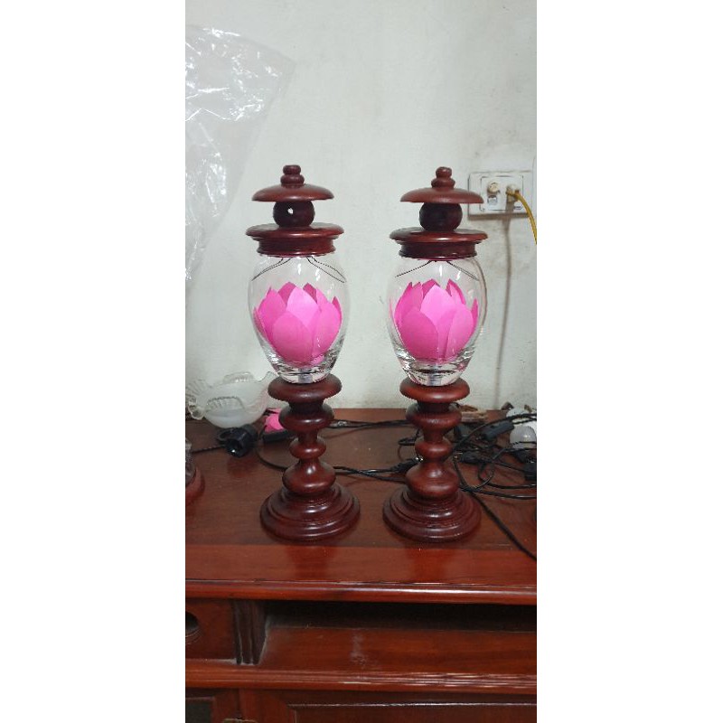[FREESHIP] đèn thờ bóng hoa sen ( một cặp)