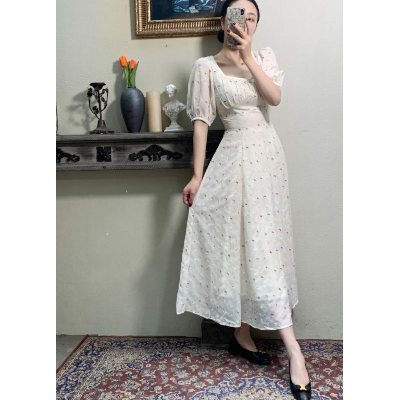 Đầm Dáng Dài Thêu Hoa Thời Trang Mùa Hè Pháp