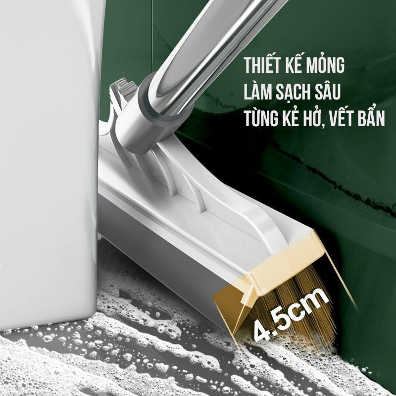 Chổi lau sàn, gạt nước quét gạch 2 đầu tiện lợi dễ điều chỉnh chiều dài, bàn xoay và bản cứng