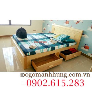 Giường ngủ gỗ sồi có hộc kéo gỗ tự nhiên