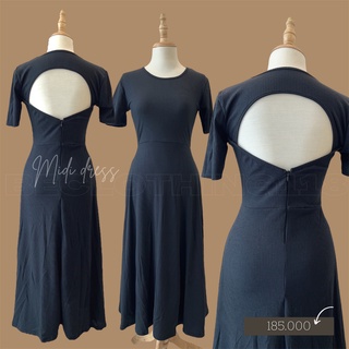 ĐẦM MIDI ĐEN CUTOUT LƯNG - KÈM VIDEO