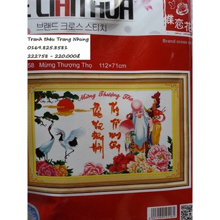 Tranh thêu chữ thập Mừng thượng thọ 222758-112x71cm