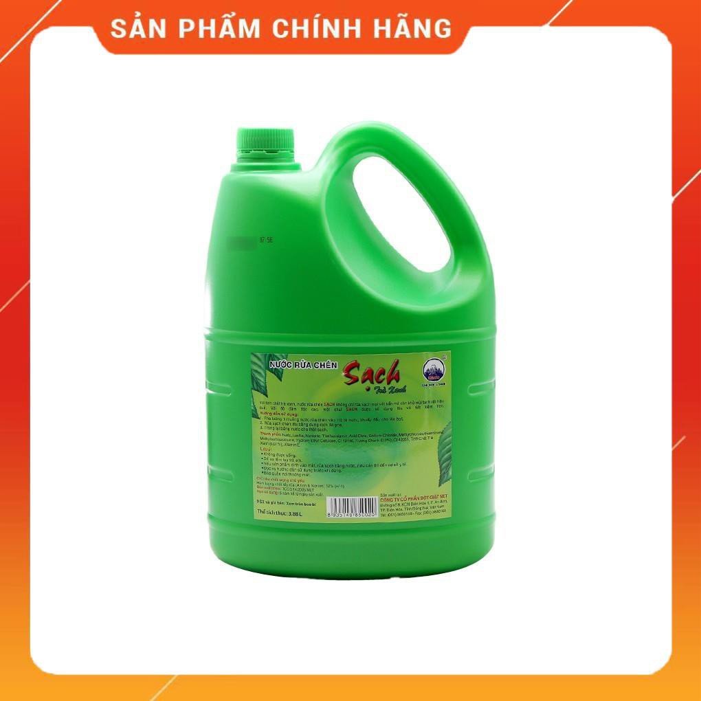 Nước rửa chén Net Sạch Vitamin E hương ChanhTrà Xanh can 3.8kg