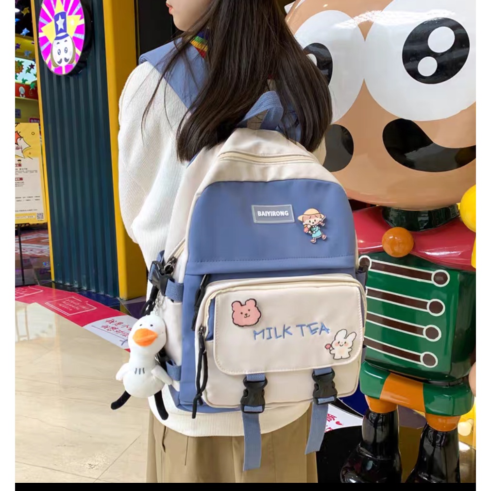 Balo nữ Milk cao cấp du lịch dễ thương đẹp đi học giá rẻ Balo Ulzzang Basic Vải Canvas, Balo Unisex Đi Đi Học Nam