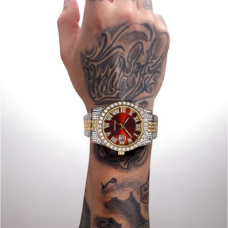 Đồng hồ nam vàng sang trọng Đồng hồ nam kim cương không gỉ Đồng hồ nam làm việc