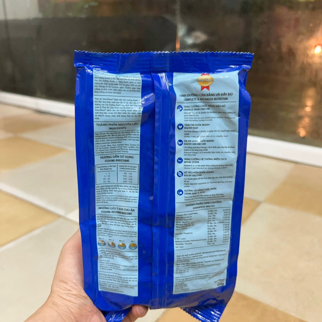 Thức ăn cho chó Smartheart Adult 400g , hạt cho chó lớn hương vị bò nướng thơm ngon - Củ Cải Pet Shop