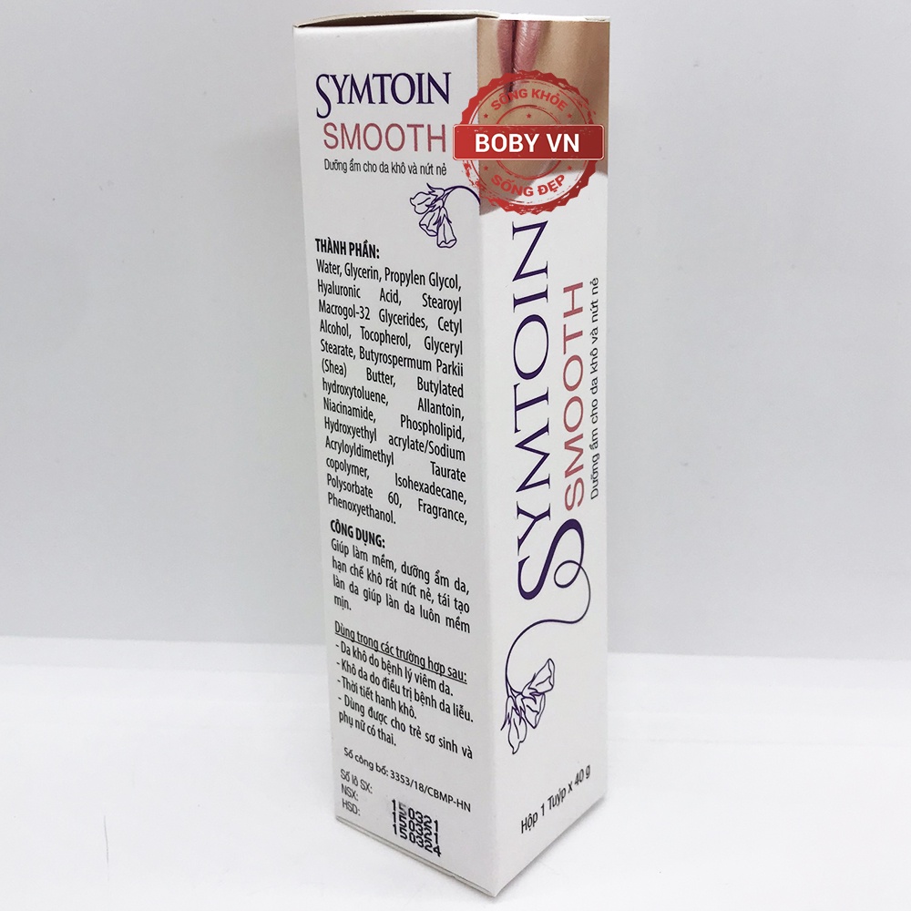 Symtoin Smooth - Dưỡng ẩm cho da khô và nứt nẻ - Hộp 1 tuýp x 40g - Boby
