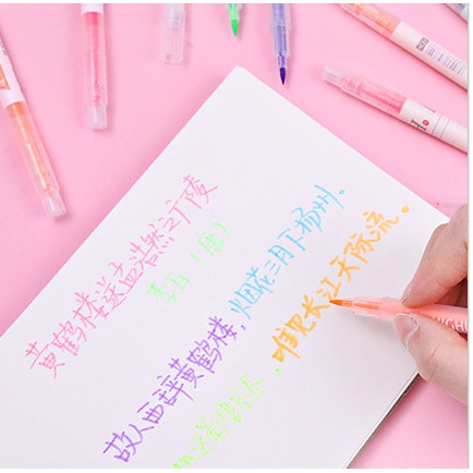 Bút nhớ highlight pastel 2 đầu nhiều màu gồm set 6 bút và 3 bút