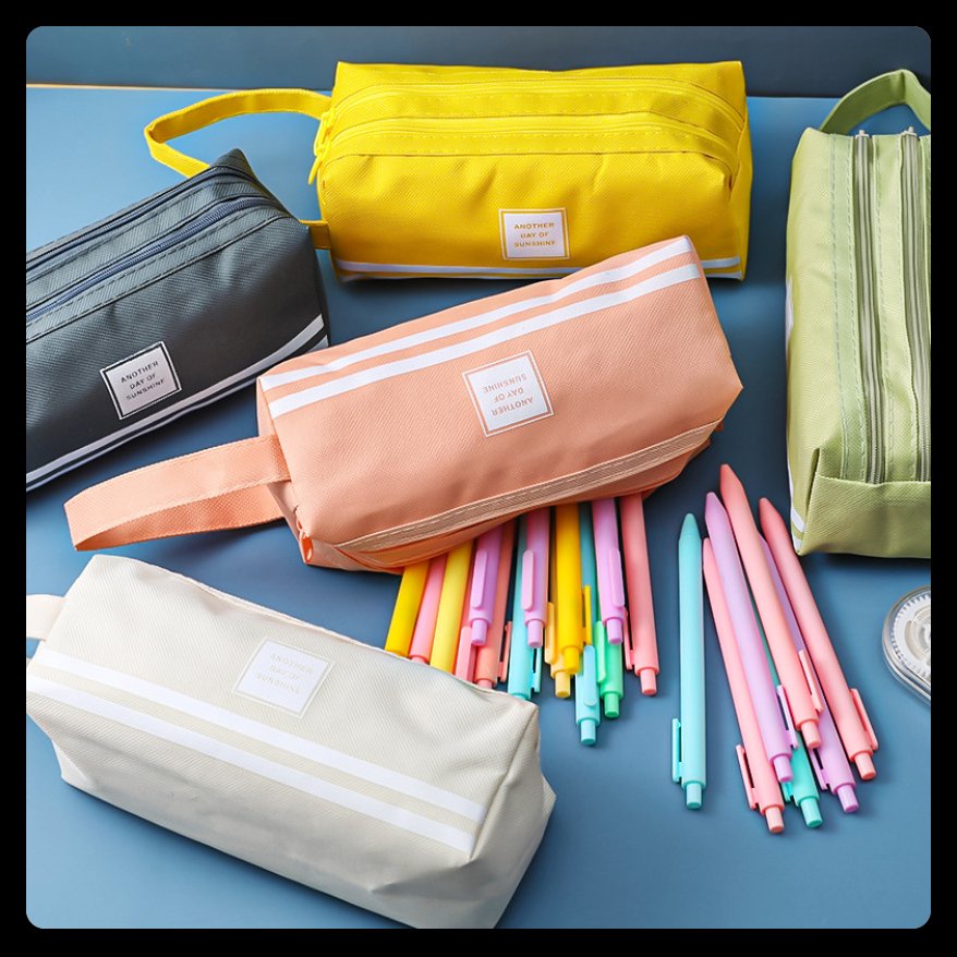 Túi đựng bút vải trơn màu pastel siêu xinh dáng to chứa đồ dùng tiện lợi giá rẻ