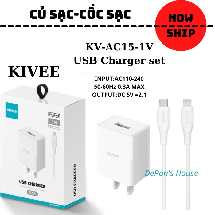 (NOWSHIP) Cốc Sạc,Củ Sạc KIVEE Cho Các Loại Điện Thoại,Dùng Cung Cấp Điện