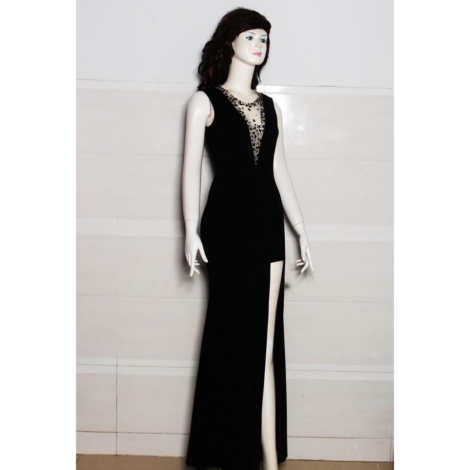 Đầm dạ hội phối lưới đính cườm giả jumpsuit cá tính