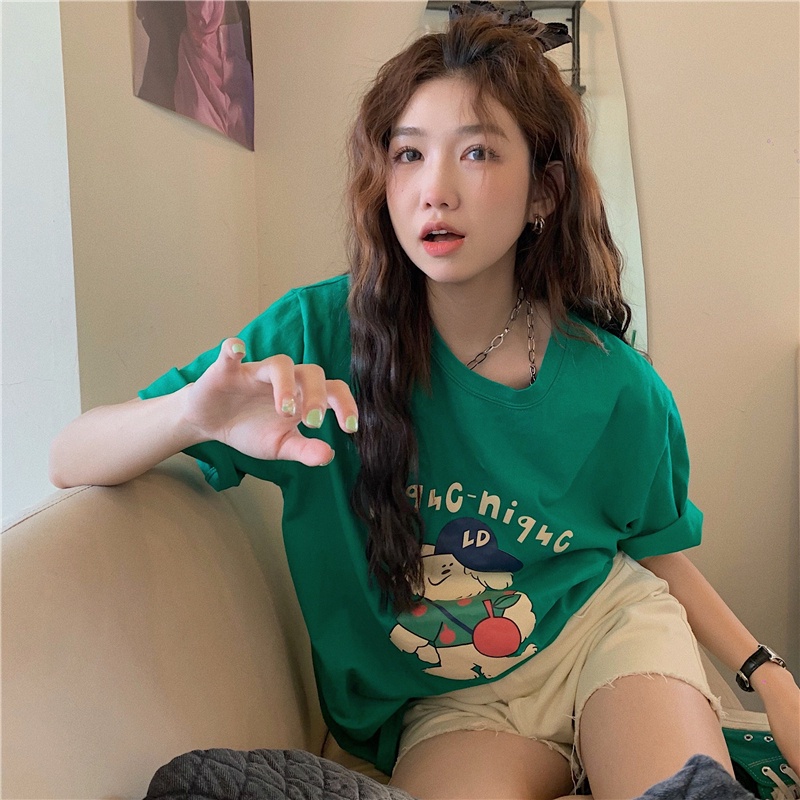 NRVP Áo Thun Cotton Tay Ngắn Cổ Tròn Màu Trơn Thời Trang Dành Cho Nữ