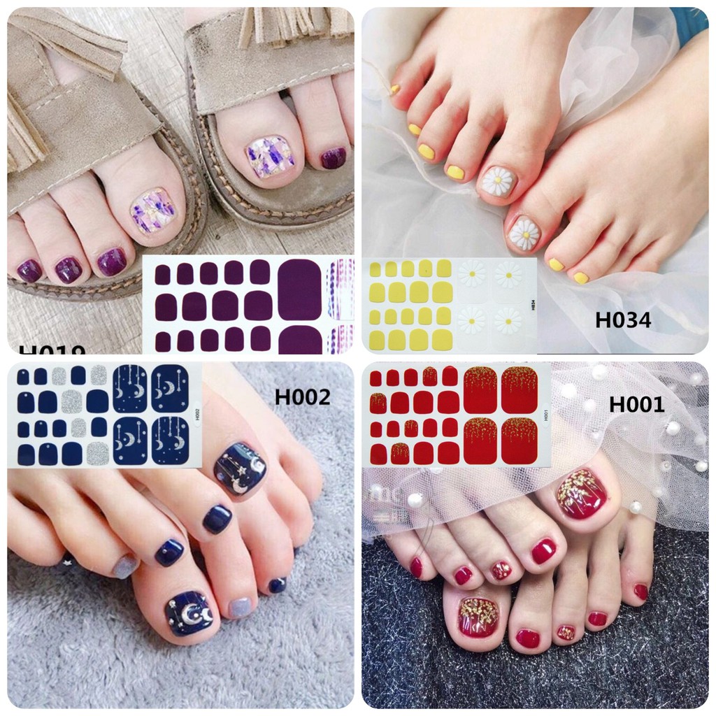 Dán Móng Chân | Nail Sticker 3D Chống Thấm Nước Tặng Dũa [ H ]