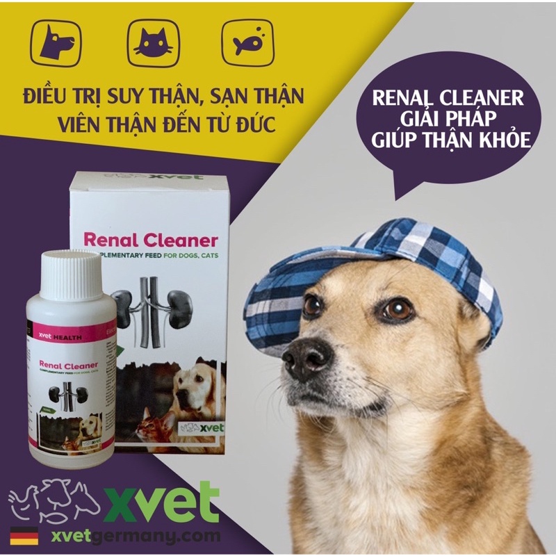 RENAL CLEANER Giải quyết các vấn đề về thận nhanh chóng và hiệu quả Trên thú cưng Chó mèo Chai 50ml Nhập khẩu từ Đức