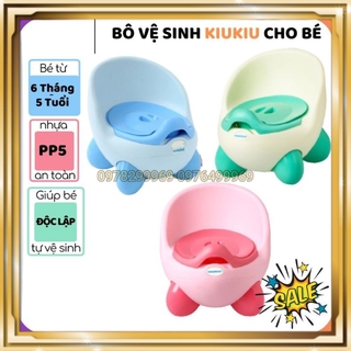 Bô vệ sinh cho bé KiuKiu chống trơn trượt có dựa lưng và khay cho trẻ 6 tháng - 5 tuổi (KN)