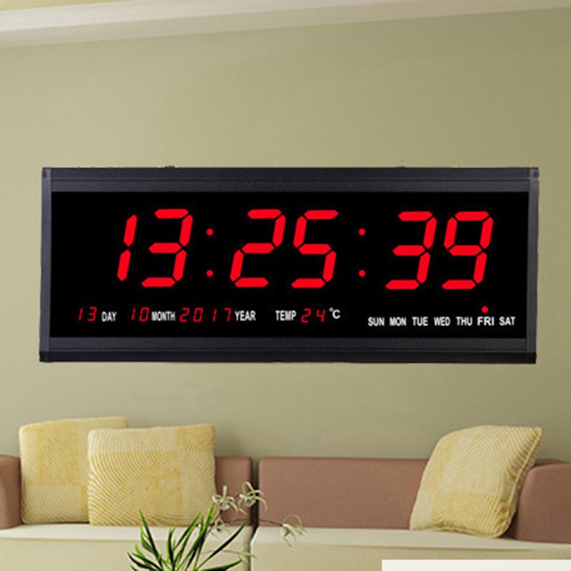 Đồng Hồ Led Treo Tường Phòng Khách 6 Chữ Số Phích Cắm Eu