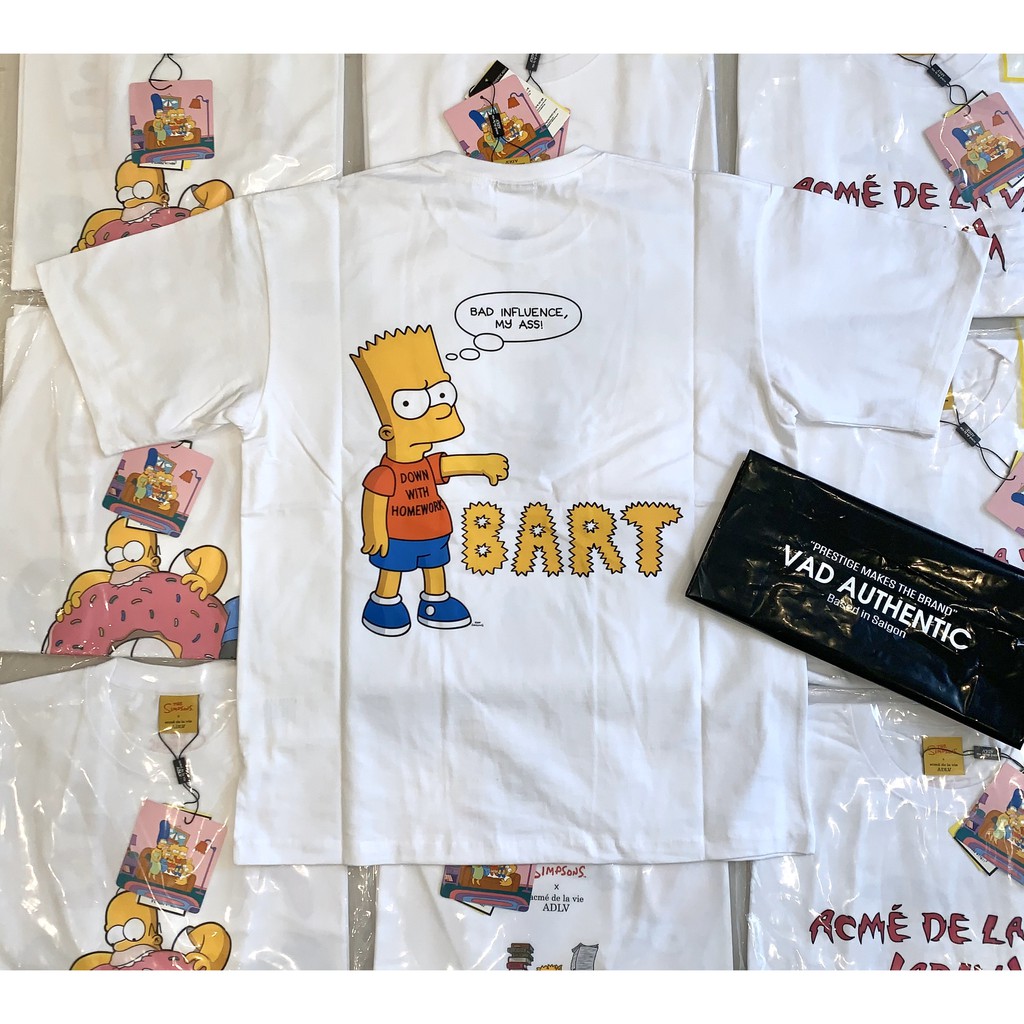 [ FAKE ĐỀN X10 LẦN ] ÁO ADLV x SIMPSON . HOMEWORK BART SHORT SLEEVE T-SHIRT WHITE .