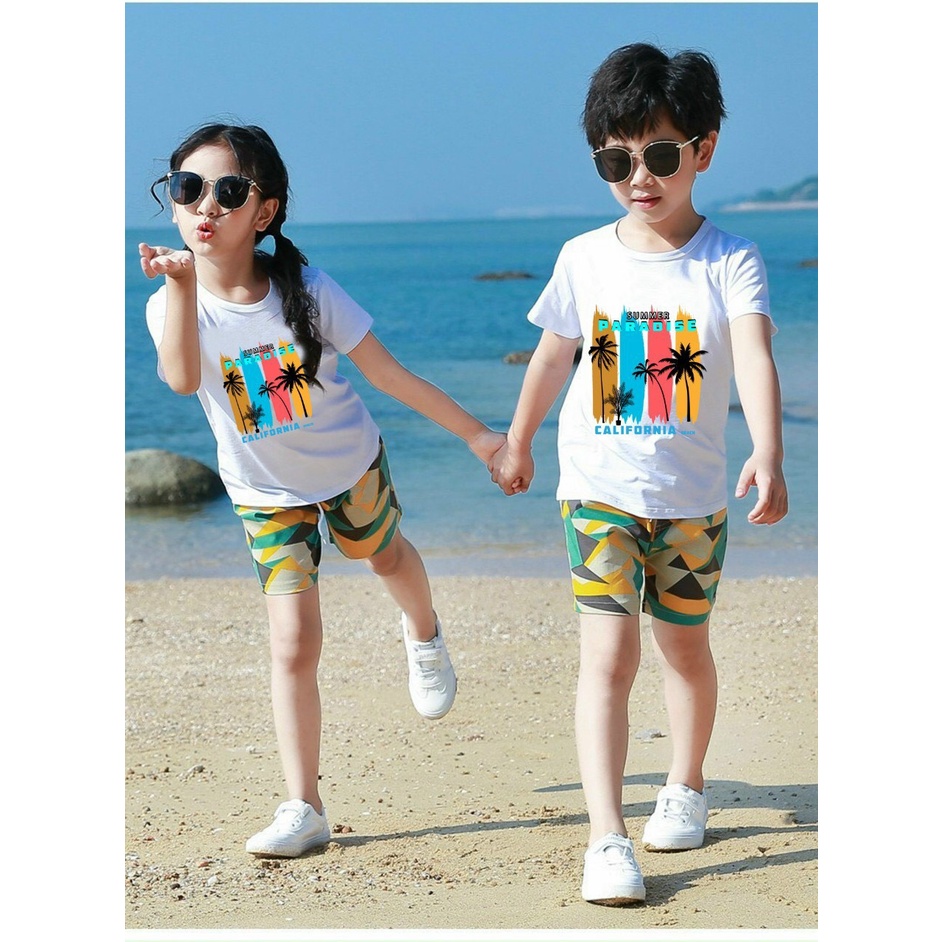 SET ÁO và QUẦN Đồ đi biển gia đình 3 4 5 người đồng phục du lịch biển nam nữ đủ size áo và quần nổi bật - California
