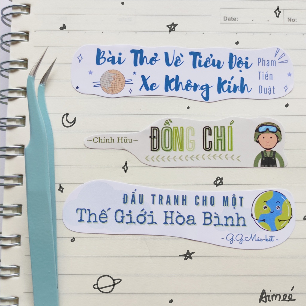 Sticker ngữ văn 9, tiêu đề văn học 9  | AIMÉE