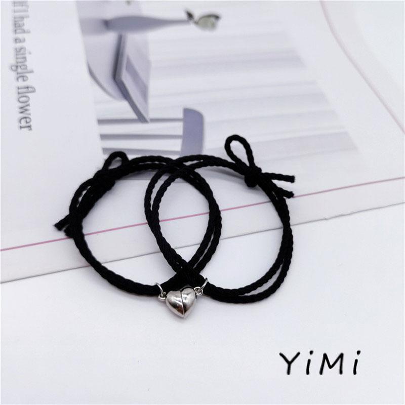 ️Vòng đeo tay bện với khóa từ tính trái tim cho nam và nữ