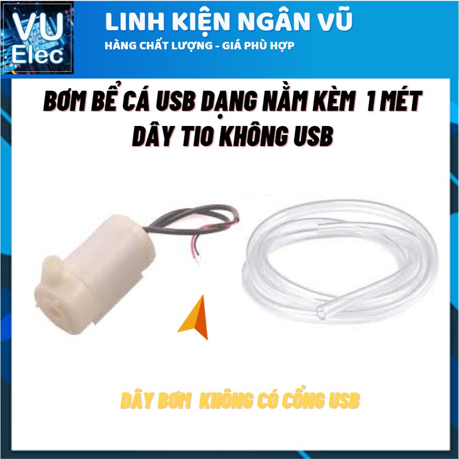 Combo Máy Bơm chìm Bể Cá Mini USB-F01 kèm 1 mét tio trắng