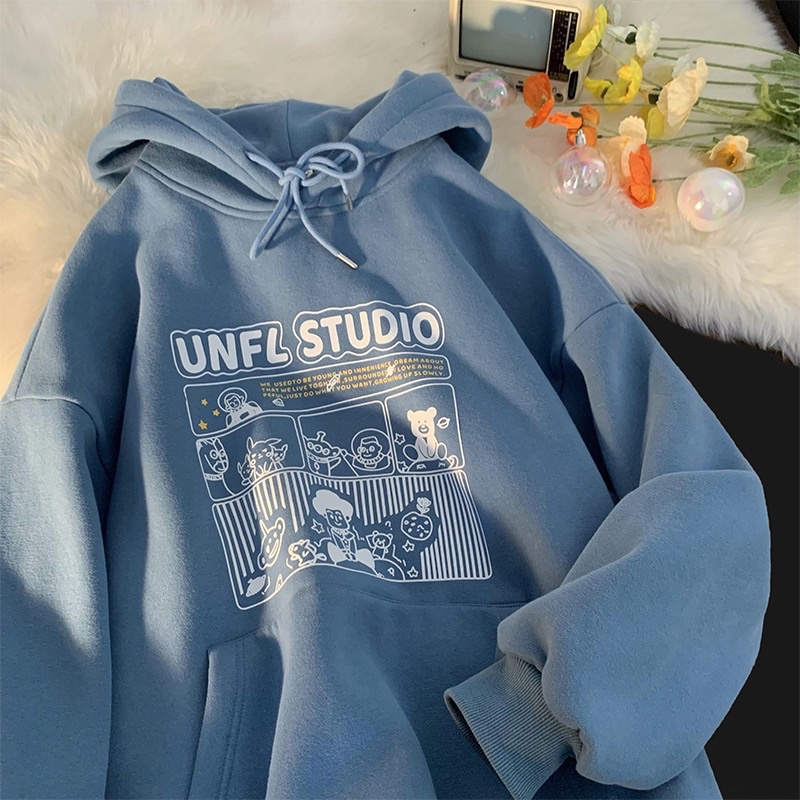 Áo hoodie nỉ bông unisex Homies liền mũ có túi in hình UNFL