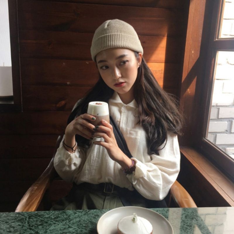 Youyo Mũ Beanie Dệt Kim Ngắn Unisex Phong Cách Hip Hop Đường Phố Mùa Thu