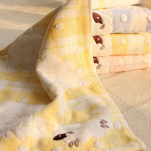 Khăn Tắm Vải Cotton Siêu Mềm Họa Tiết Cừu Và Mây