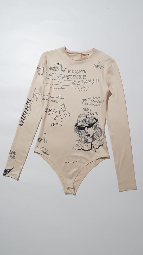 DUNEA Áo liền quần dài tay cổ tròn dáng ôm in họa tiết nghệ thuật giản dị dành cho nữ | BigBuy360 - bigbuy360.vn