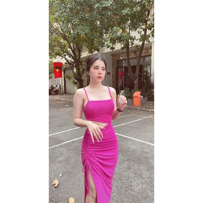 Đầm Body Rút Dây Hở Eo Hở Lưng Sexy