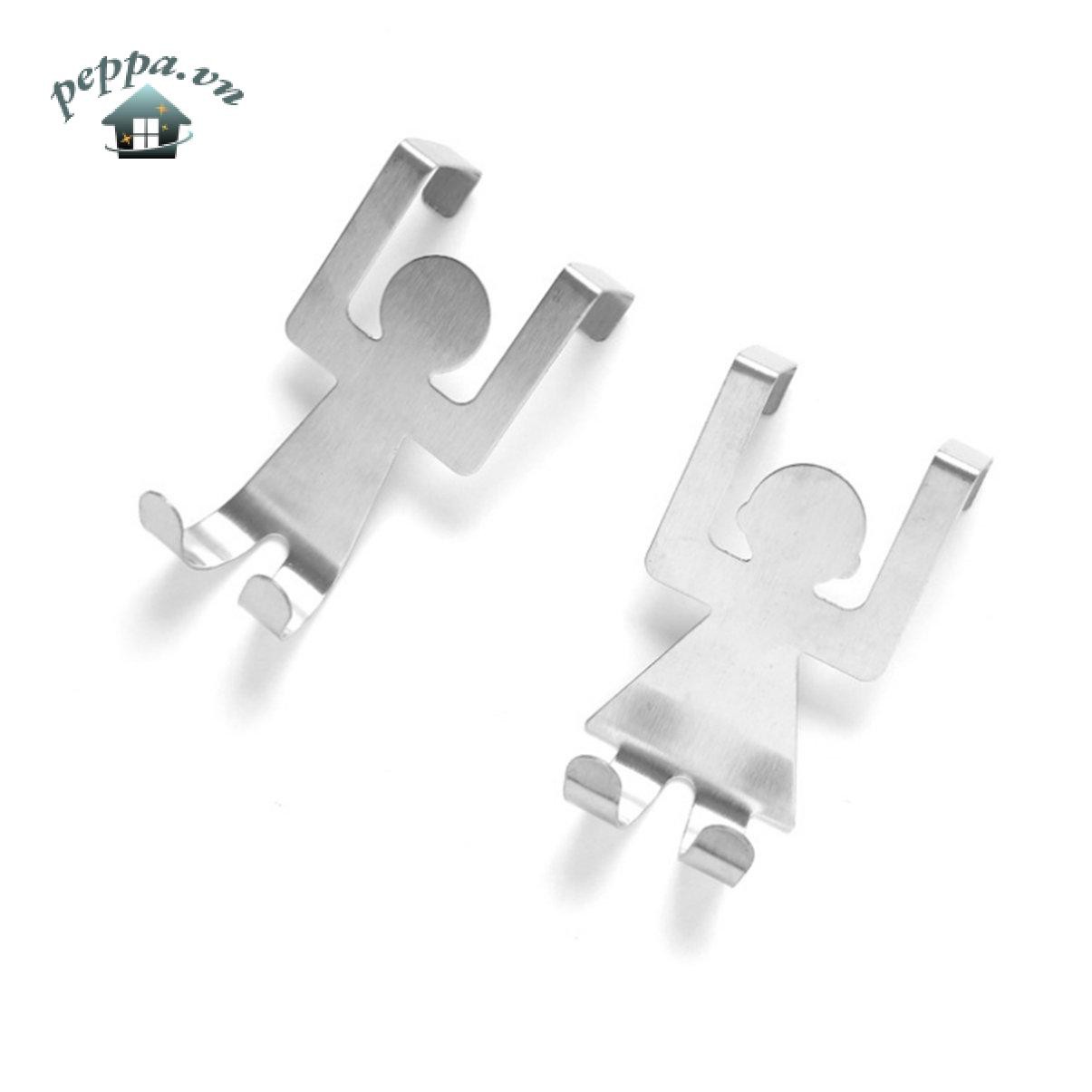 2Pcs/Set Stainless Steel Cartoon Character Shape Back Door Clothes Hat Hooks