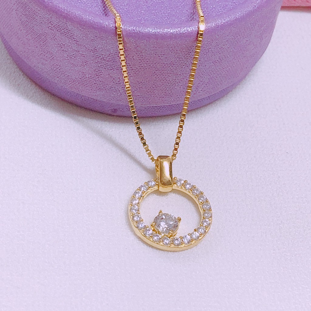 Dây chuyền nữ bạc đẹp mặt hình tròn gắn đá xinh xắn - Bạc Bibi