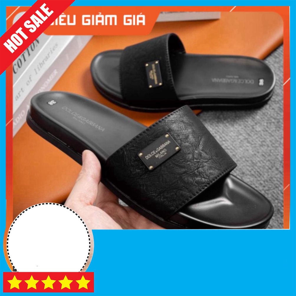 Dép nam quai ngang Dolce & Gabbana Siêu Bền Đẹp Thời Trang, Logo Kim Loại Sang Trọng  TrungPii