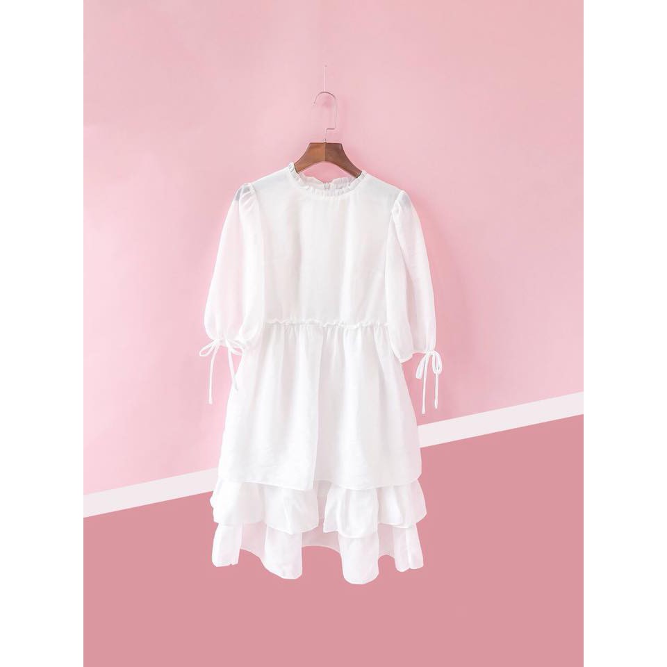 Đầm trắng babydoll bánh bèo dạo phố cực hot [KÈM ẢNH THẬT]