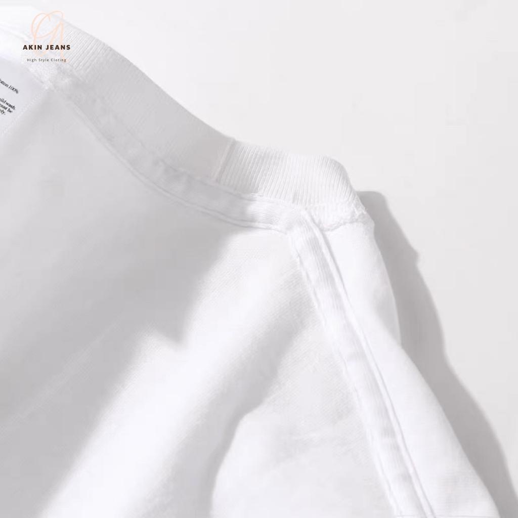 Áo Thun Trắng Trơn Basic Form Rộng, Áo Phông Tay Lỡ Unisex Nam Nữ 100% Cotton Cao Cấp, Akin Jeans APT