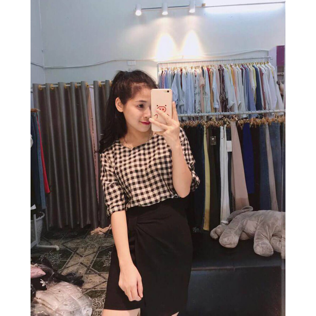 Áo sơ mi caro đen trắng Ivanka Trump