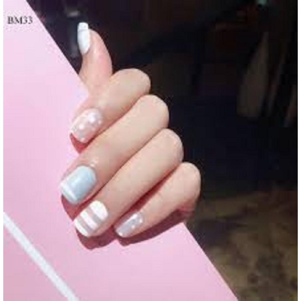 Bộ 24 móng tay giả bi màu hồng siêu cute, tặng keo dán loại tốt