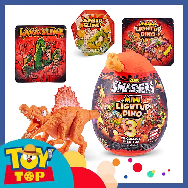 Đồ chơi quả trứng khủng long random Smashers Mini Light Up Dino 3 Egg chính hãng Zuru